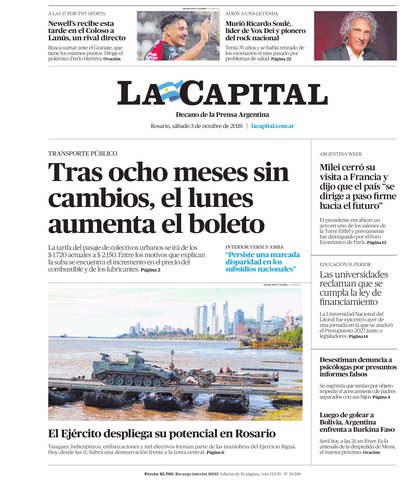Portada de DIARIO — 3 Oct. 2026