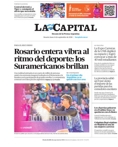 Portada de DIARIO — 14 Set. 2026